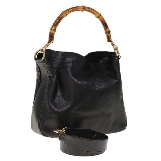 GUCCI Bamboo Shoulder Bag Nylon 2way Black  66146