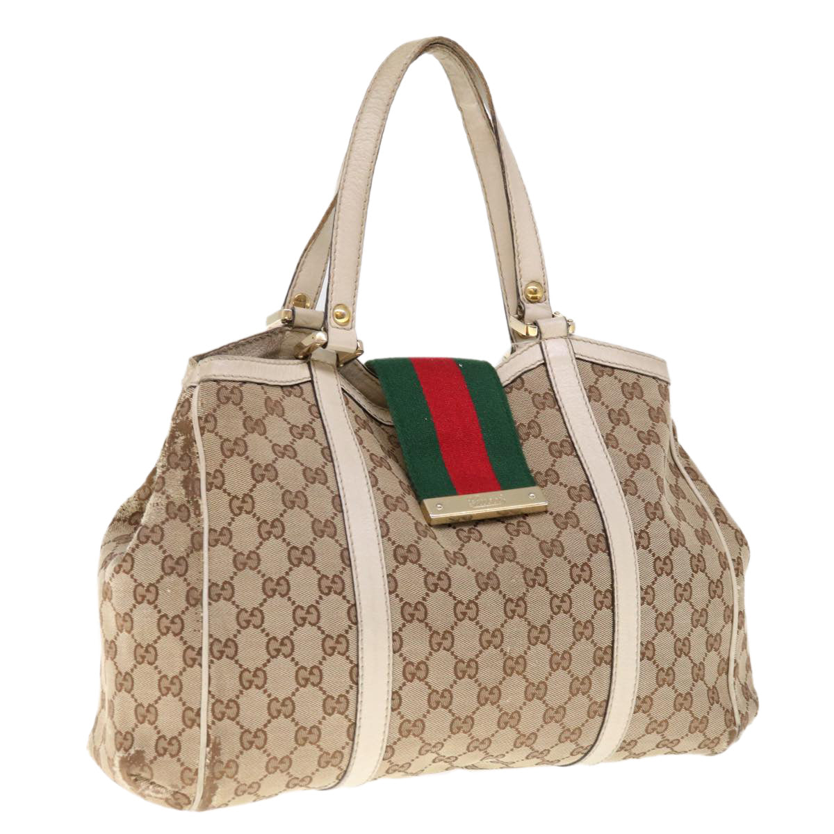 GUCCI GG Canvas Web Sherry Line Shoulder Bag Beige Green Red 233609  66150