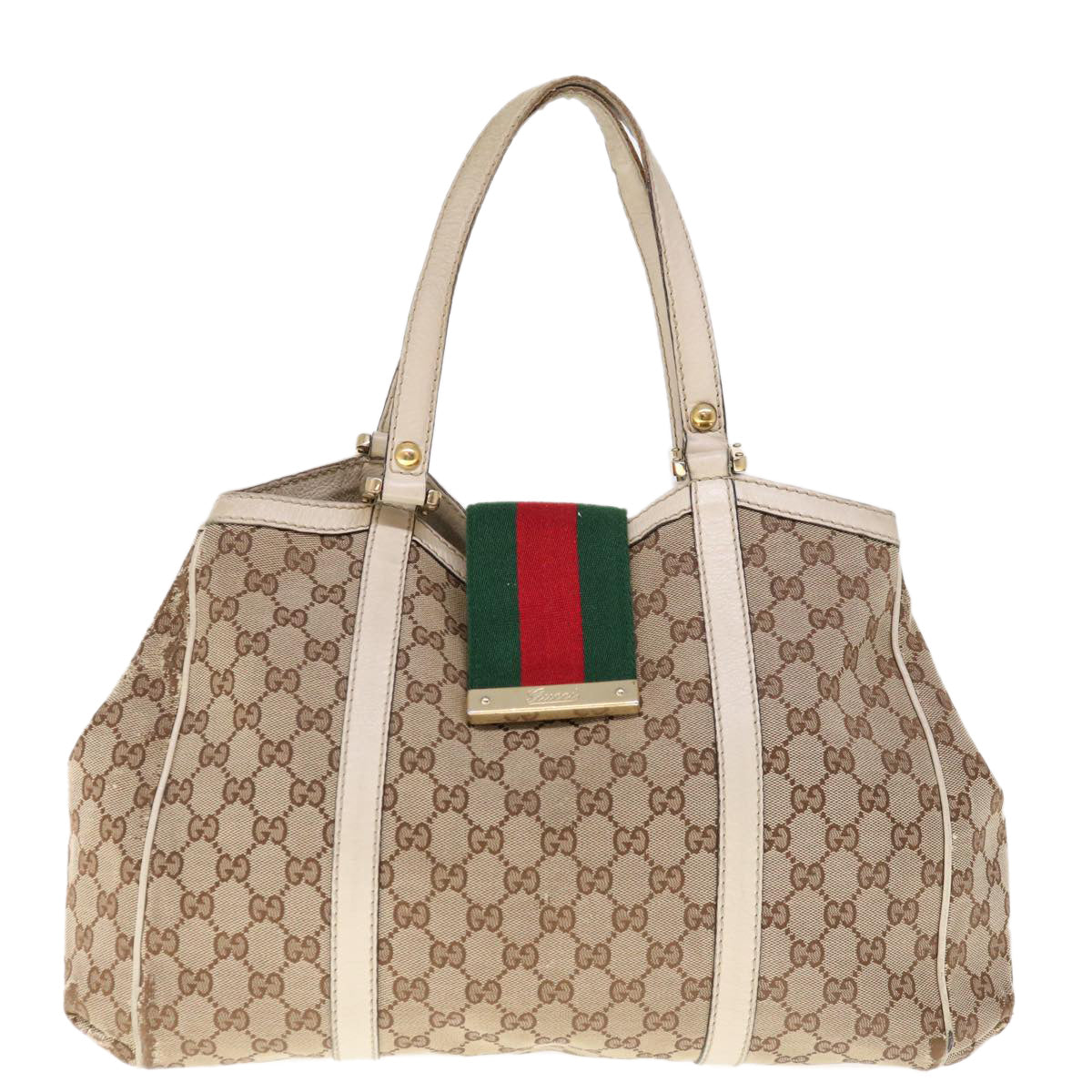 GUCCI GG Canvas Web Sherry Line Shoulder Bag Beige Green Red 233609  66150