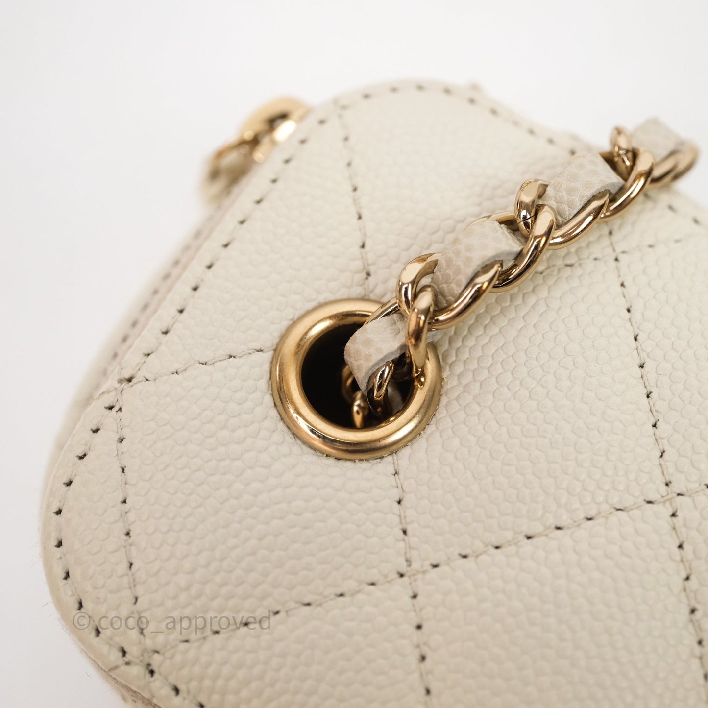 Chanel Mini Vanity With Chain White Caviar Gold Hardware