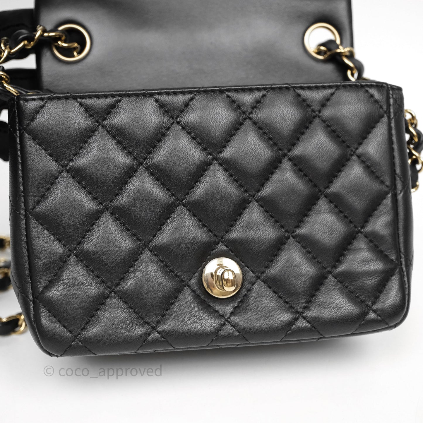 Chanel Mini Square Quilted Black Lambskin Gold Hardware
