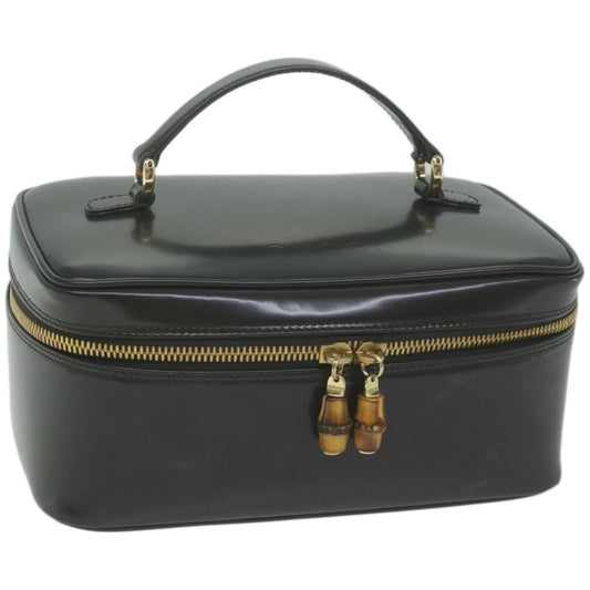 GUCCI Bamboo Vanity Cosmetic Pouch Patent leather Brown  66168