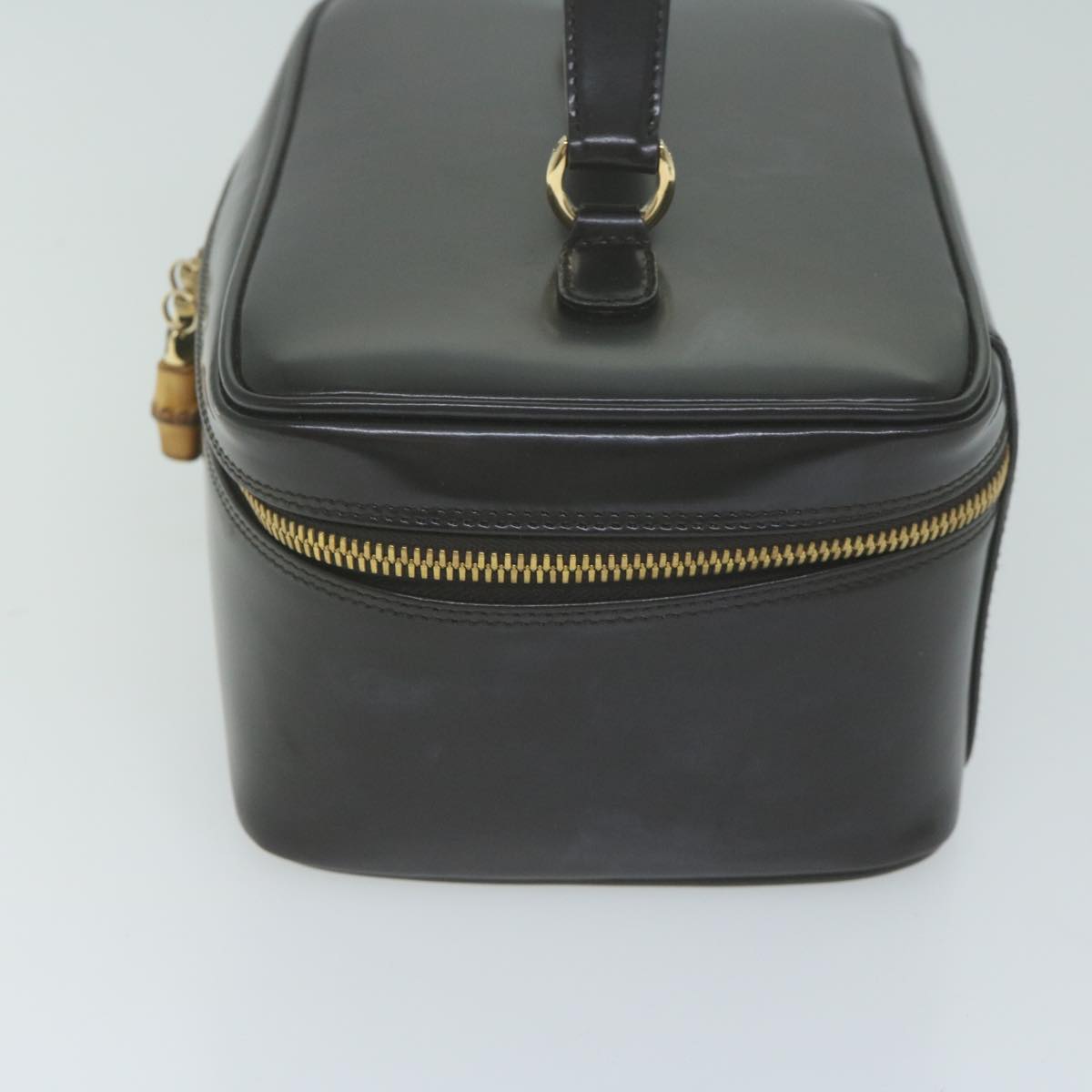 GUCCI Bamboo Vanity Cosmetic Pouch Patent leather Brown  66168