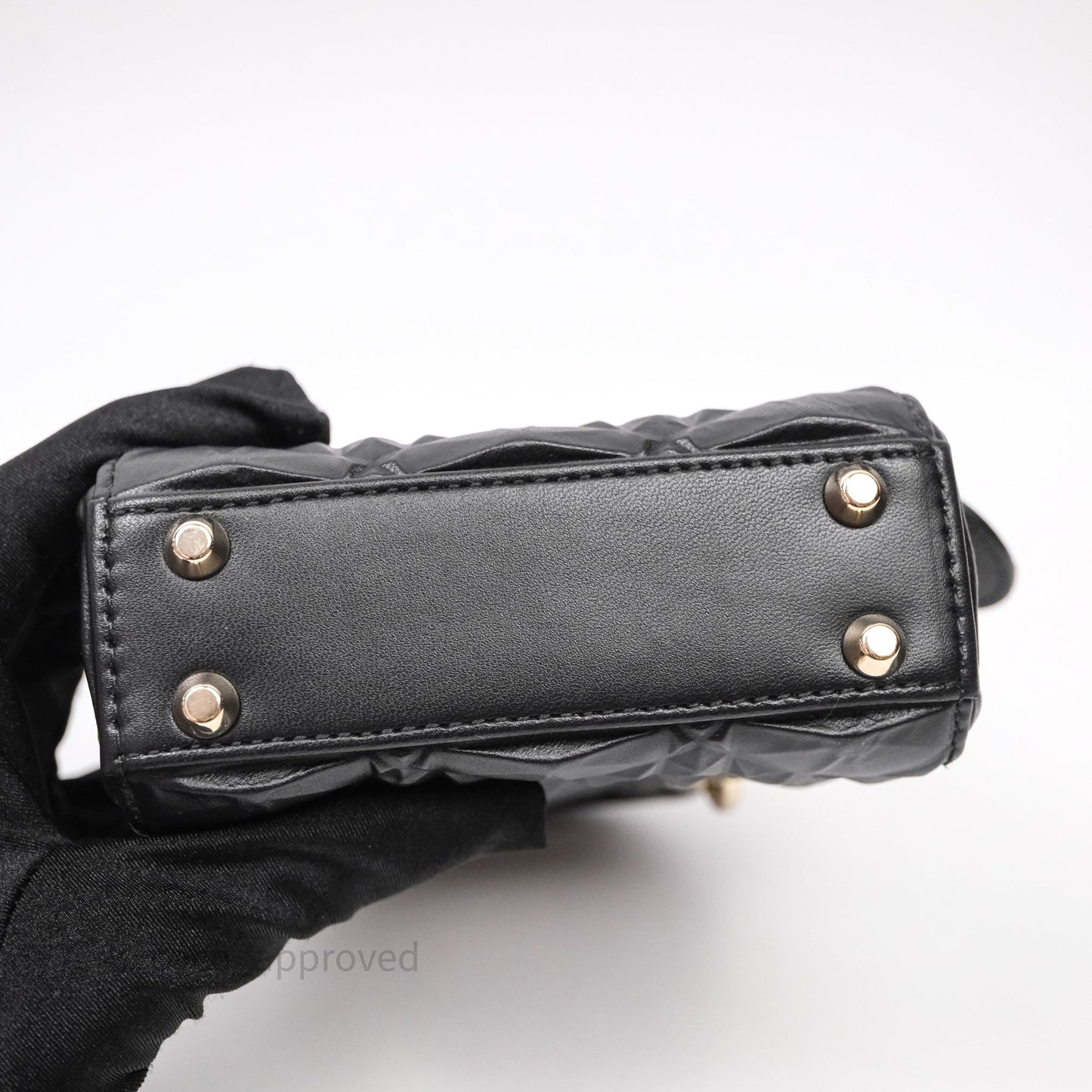 Dior Mirco Lady Dior Black Cannage Calfskin with Diamond Motif Gold Hardware