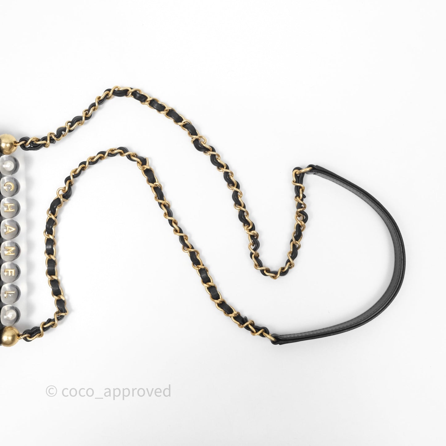 Chanel Quilted Chic Logo Pearls Flap Black Goatskin Aged Gold Hardware