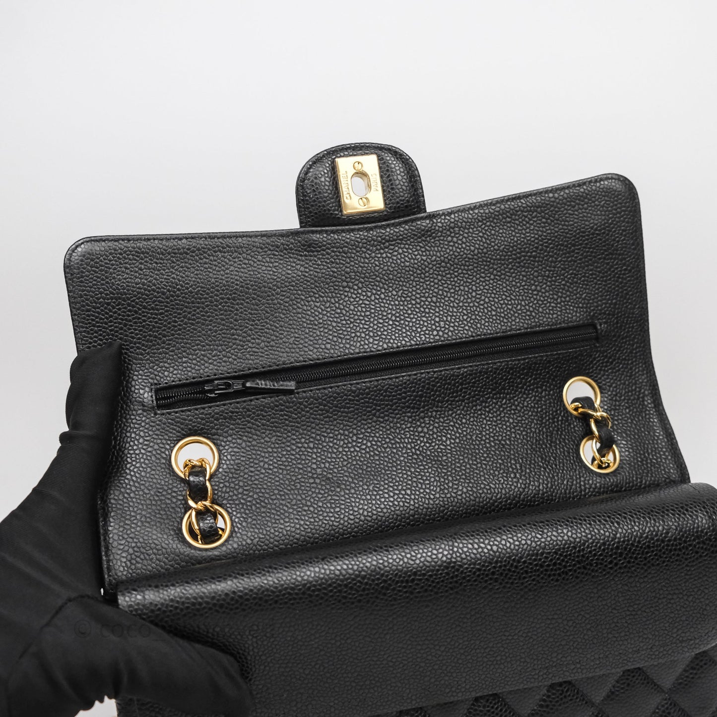 Chanel Classic Medium Flap Quilted Black Caviar Gold Hardware