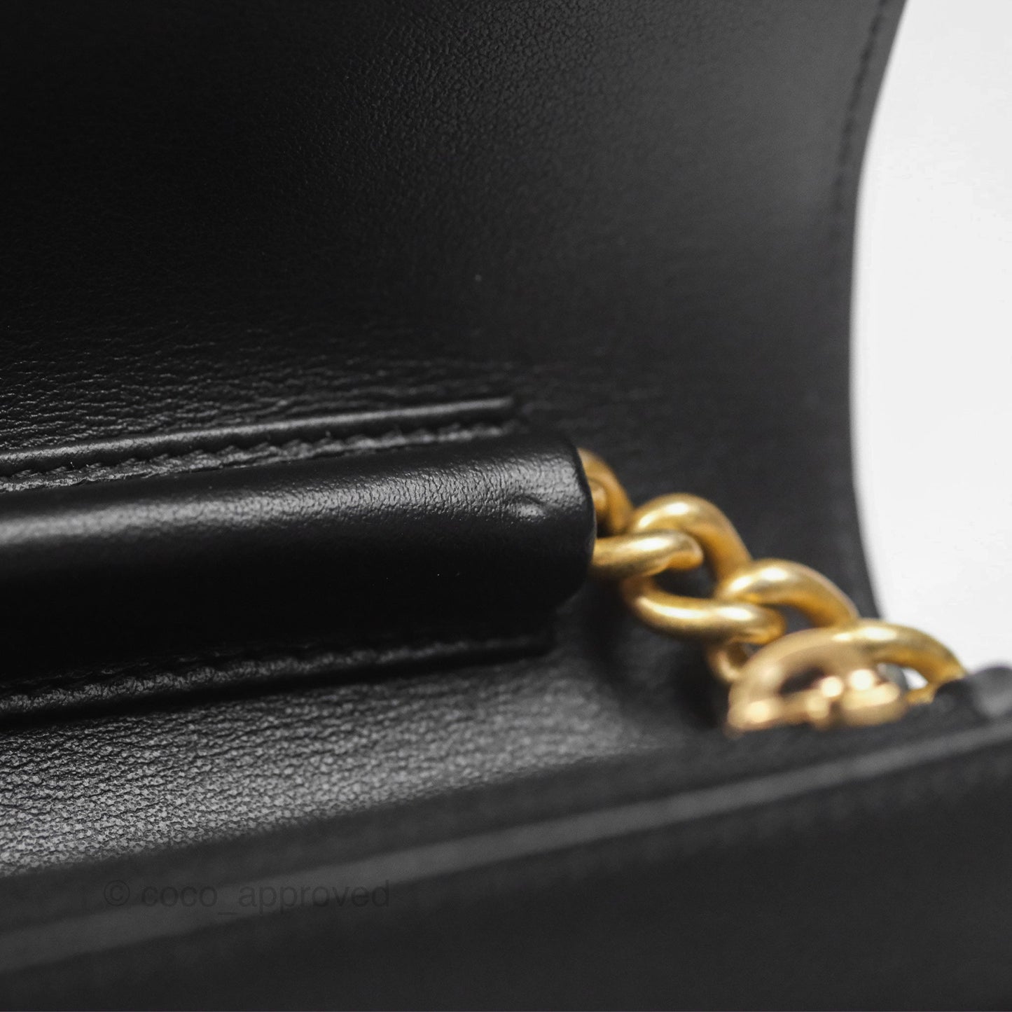 Chanel Quilted Boy Wallet on Chain WOC Black Caviar Age Gold Hardware