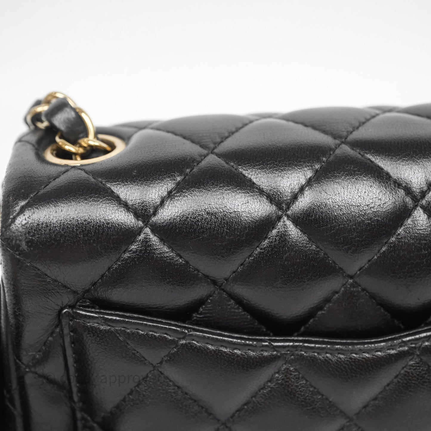 Chanel Mini Square Quilted Black Lambskin Gold Hardware