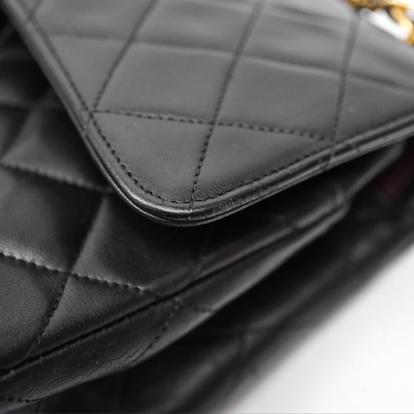 Chanel Classic Vintage Double Flap M/L Black Lambskin Gold Hardware