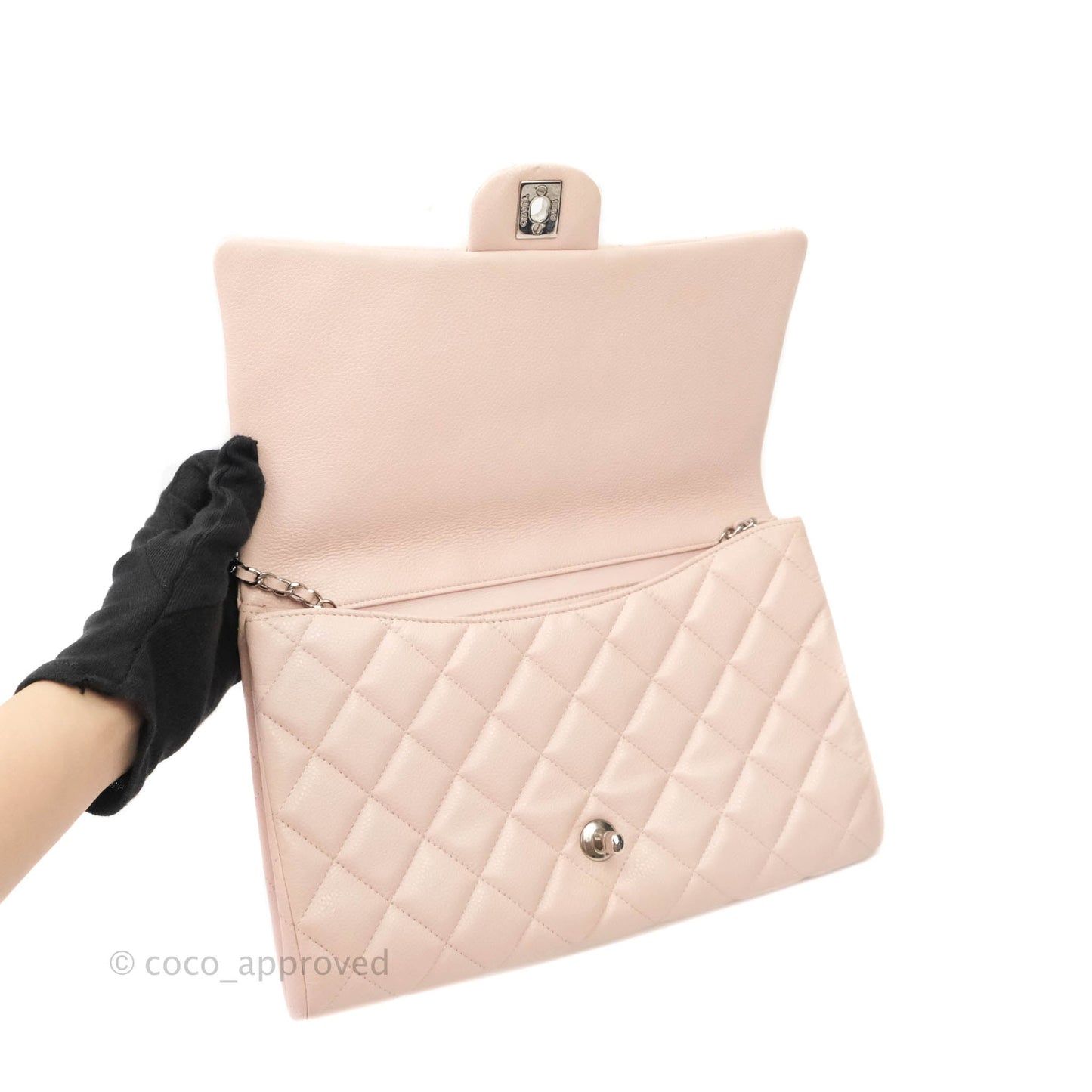 Chanel Quilted Clutch with Chain Sakura Pink Silver Hardware
