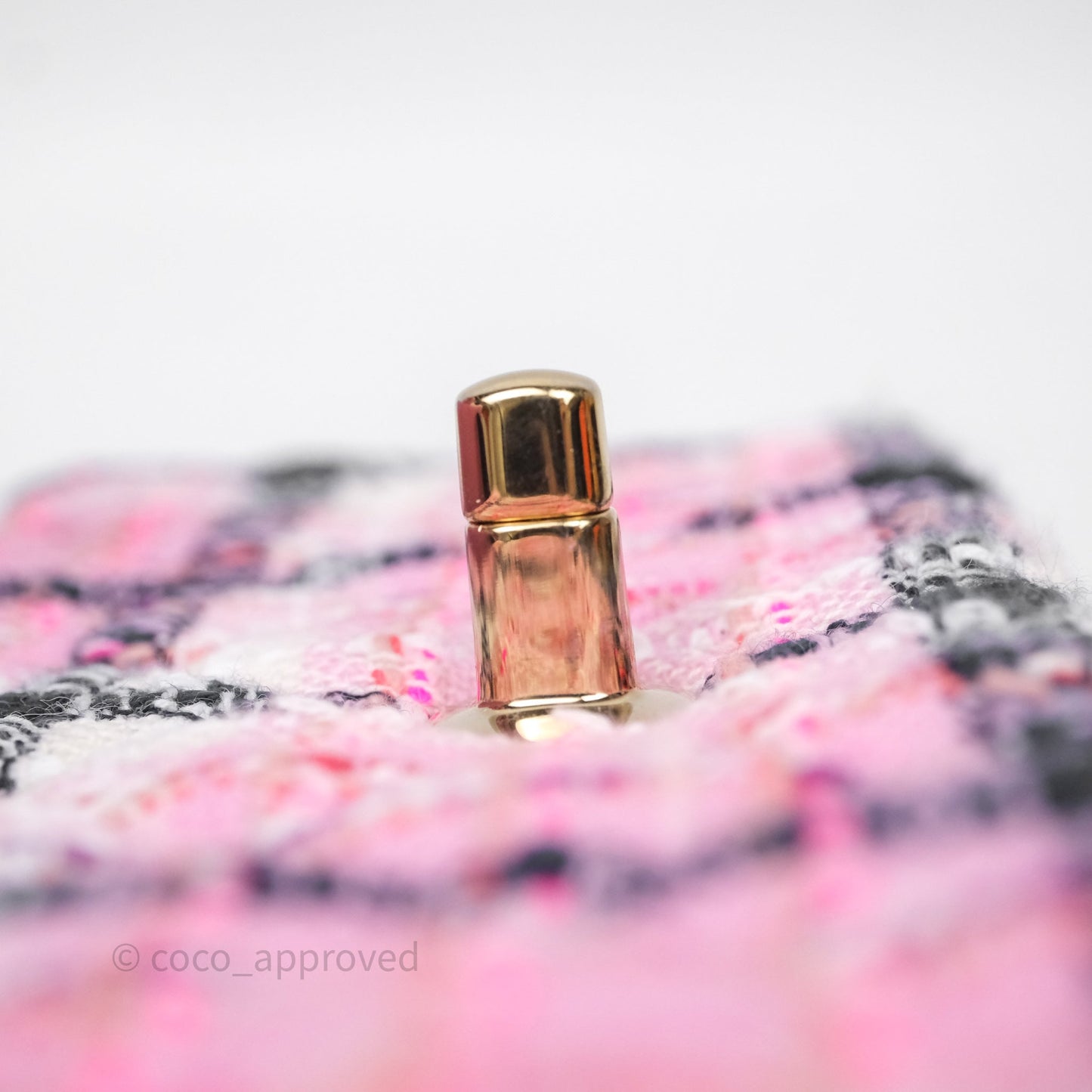 Chanel Quilted Mini Rectangular Flap Pink Tweed Gold Hardware