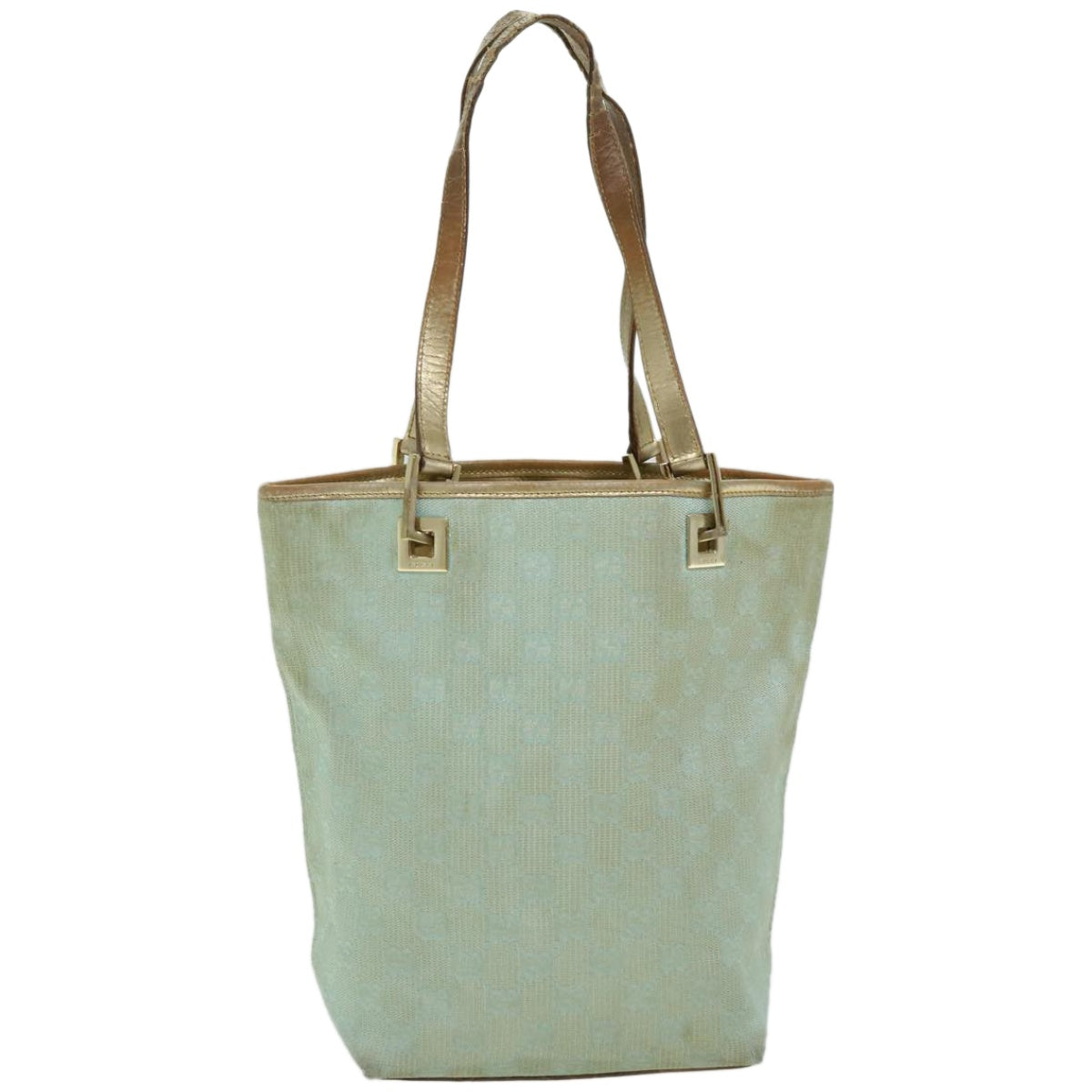 GUCCI GG Canvas Hand Bag Light Blue Gold  66219