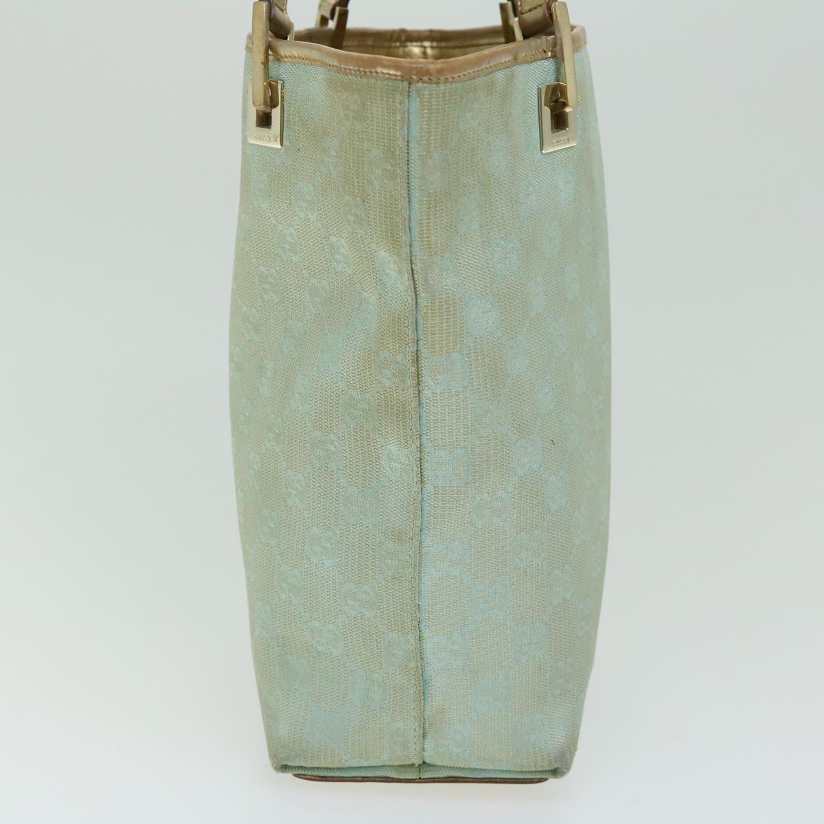 GUCCI GG Canvas Hand Bag Light Blue Gold  66219