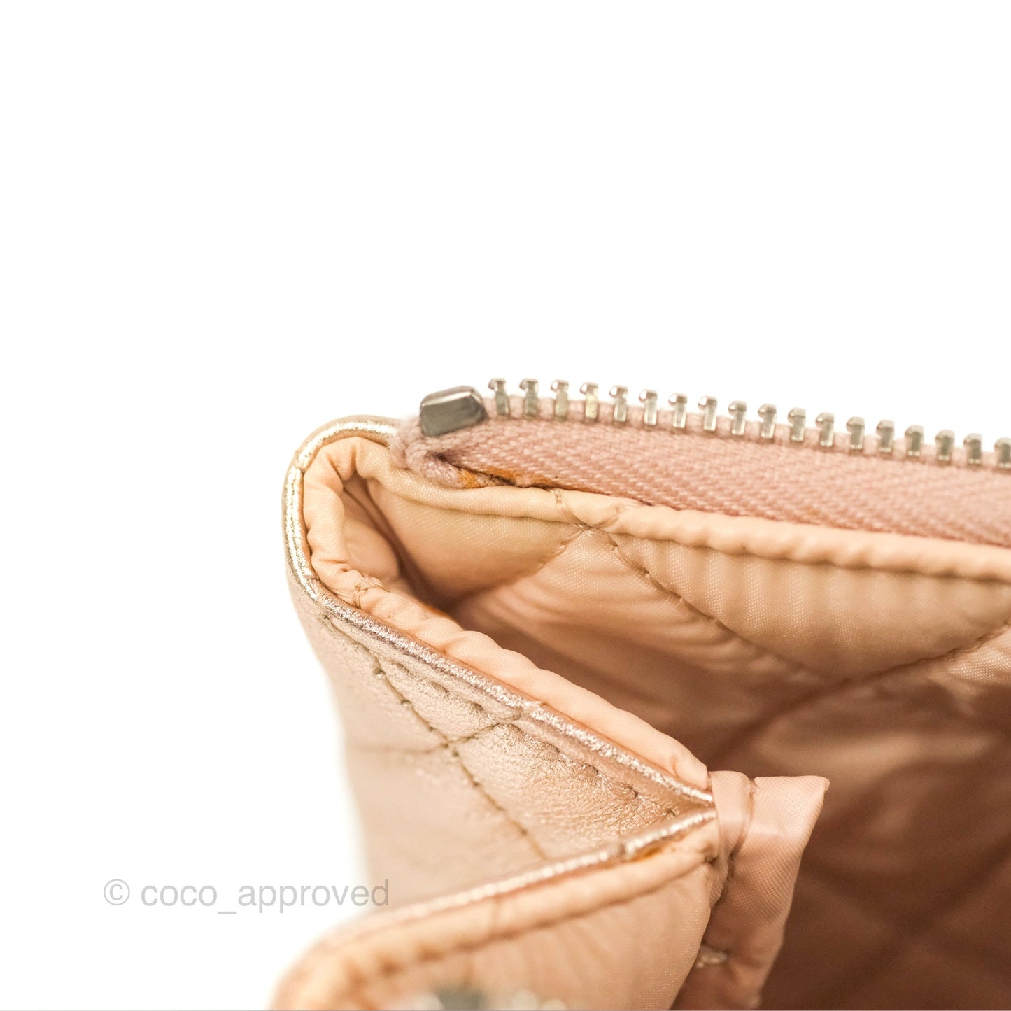 Chanel Toiletry Pouch Metallic Rose Gold Lambskin Silver Hardware