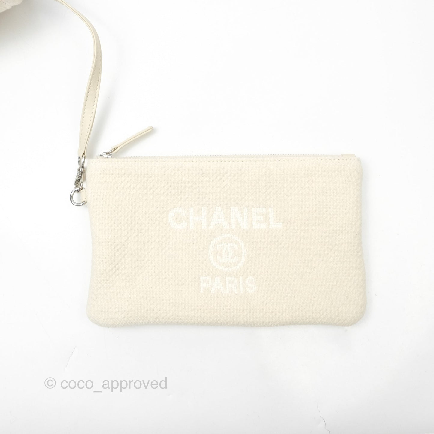 Chanel Medium Deauville Tote Ivory Cotton Silver Hardware