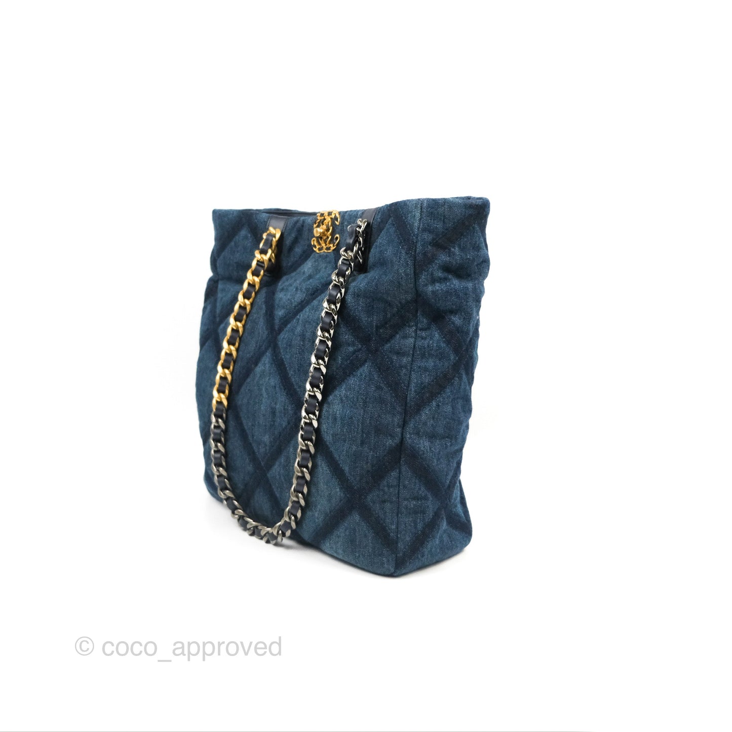 Chanel 19 Tote Quilted Denim Mixed Hardware