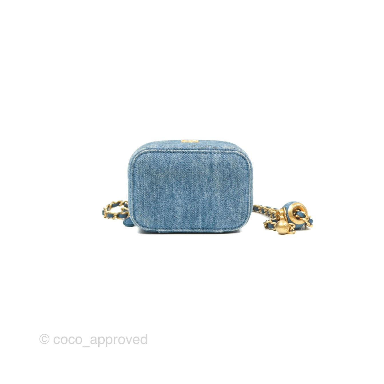 Chanel Mini Pearl Crush Vanity With Chain Denim Aged Gold Hardware