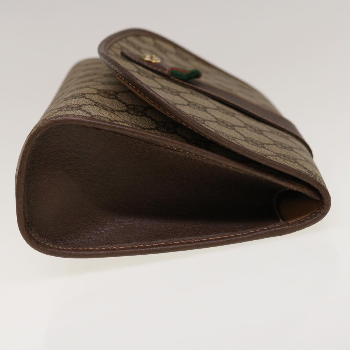 GUCCI GG Canvas Web Sherry Line Clutch Bag PVC Beige Red Green  66266