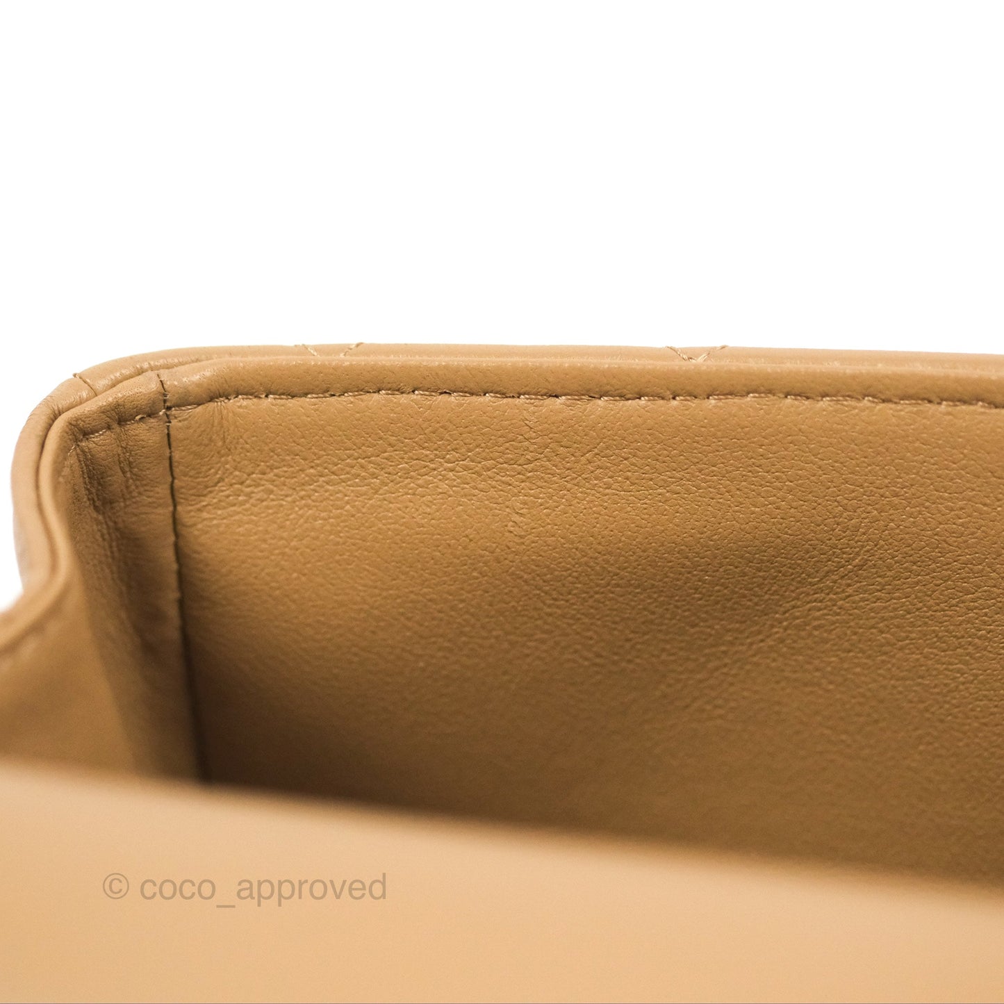 Chanel Top Handle Mini Rectangular Flap Bag Beige Lambskin Aged Gold Hardware