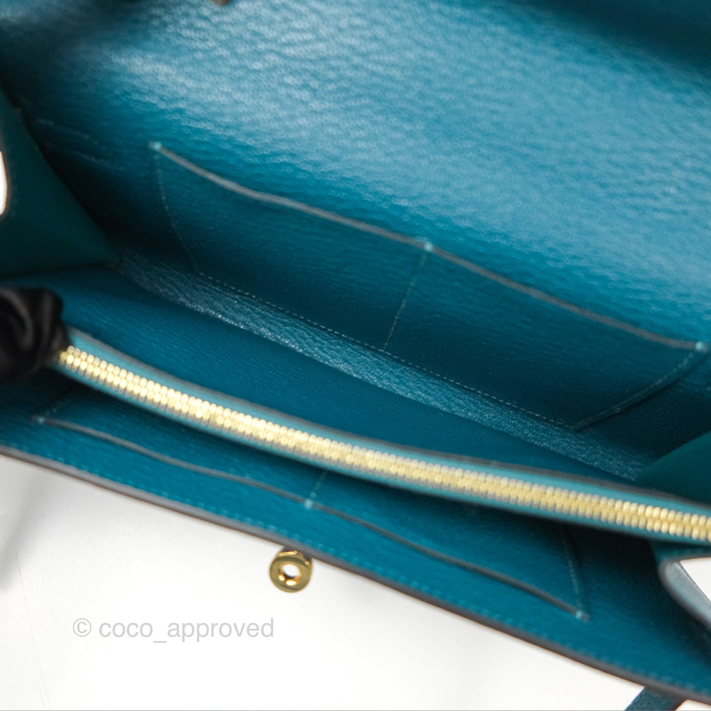 Hermès Kelly To Go Wallet Vert Bosphore Chevre Mysore Gold Hardware