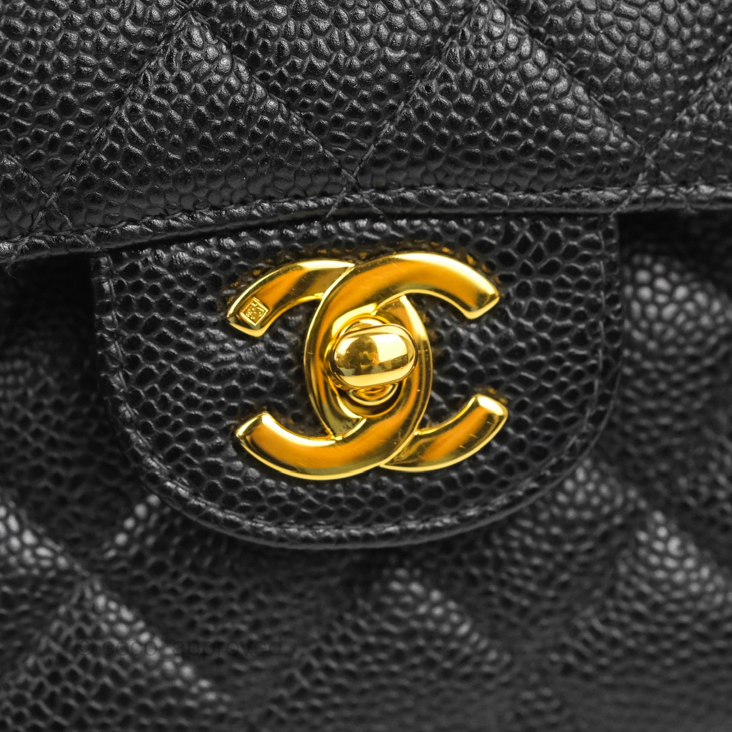 Chanel Vintage Classic Small S/M Flap Black Caviar 24K Gold Hardware