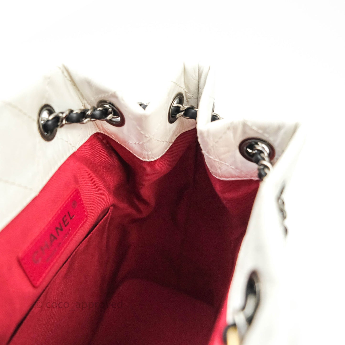 Chanel Small Gabrielle Backpack White Black Aged Calfskin