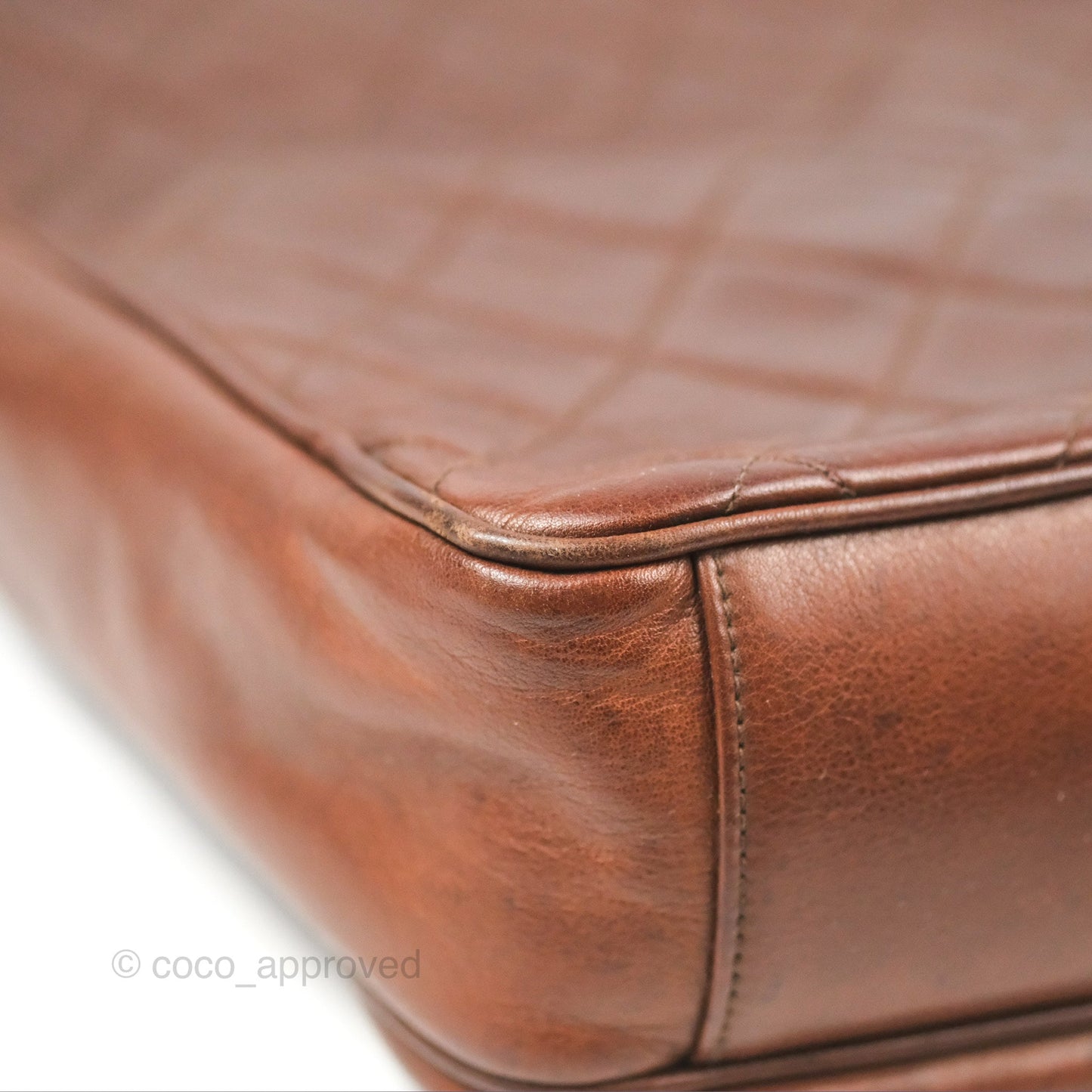 Chanel Vintage Tote Bag Quilted Brown 24K Gold Hardware