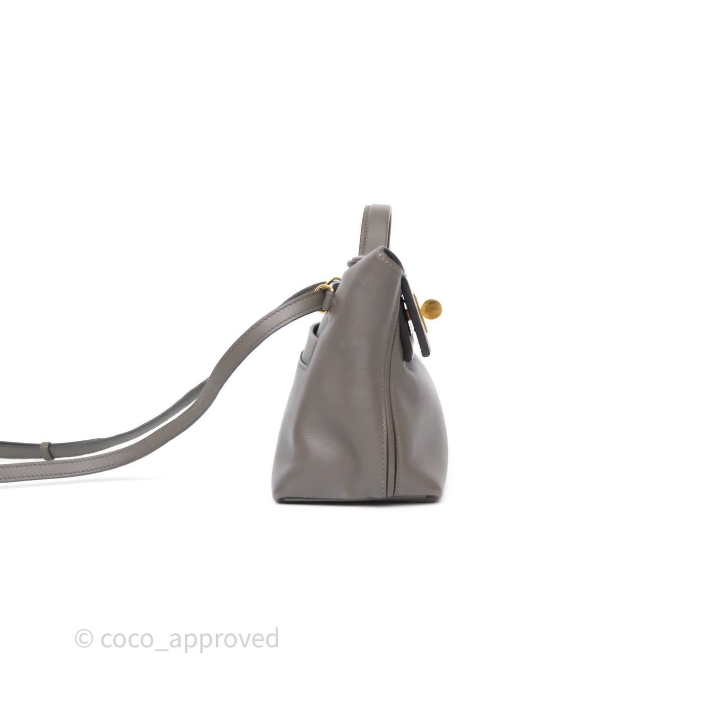 Hermès 24/24 21 Mini Gris Etain 8F Evercolor/ Swift Gold Hardware