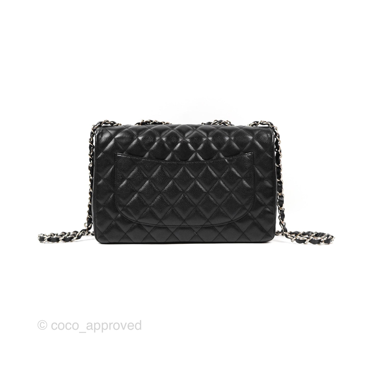 Chanel Jumbo Single Flap Quilted Black Caviar Silver Hardware