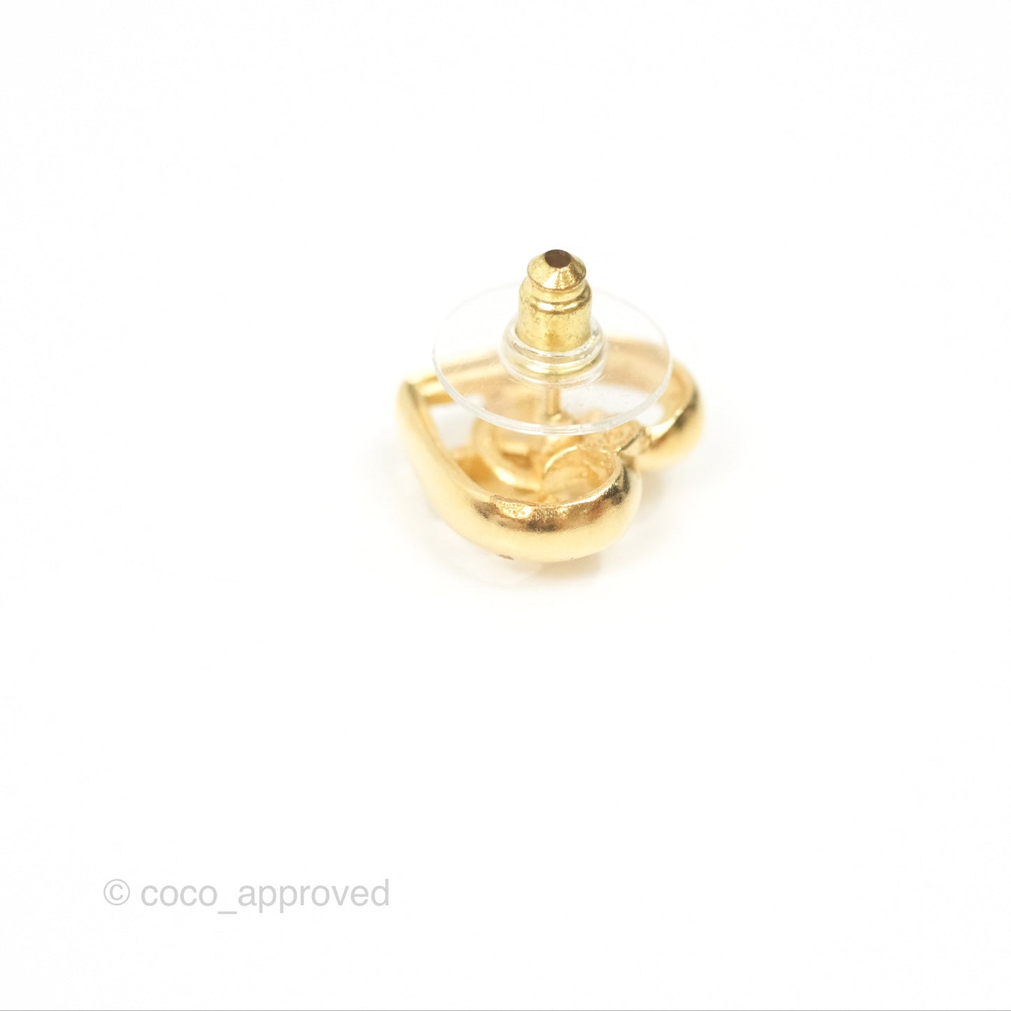 Chanel Crystal CC Heart Earrings Gold Tone 23C