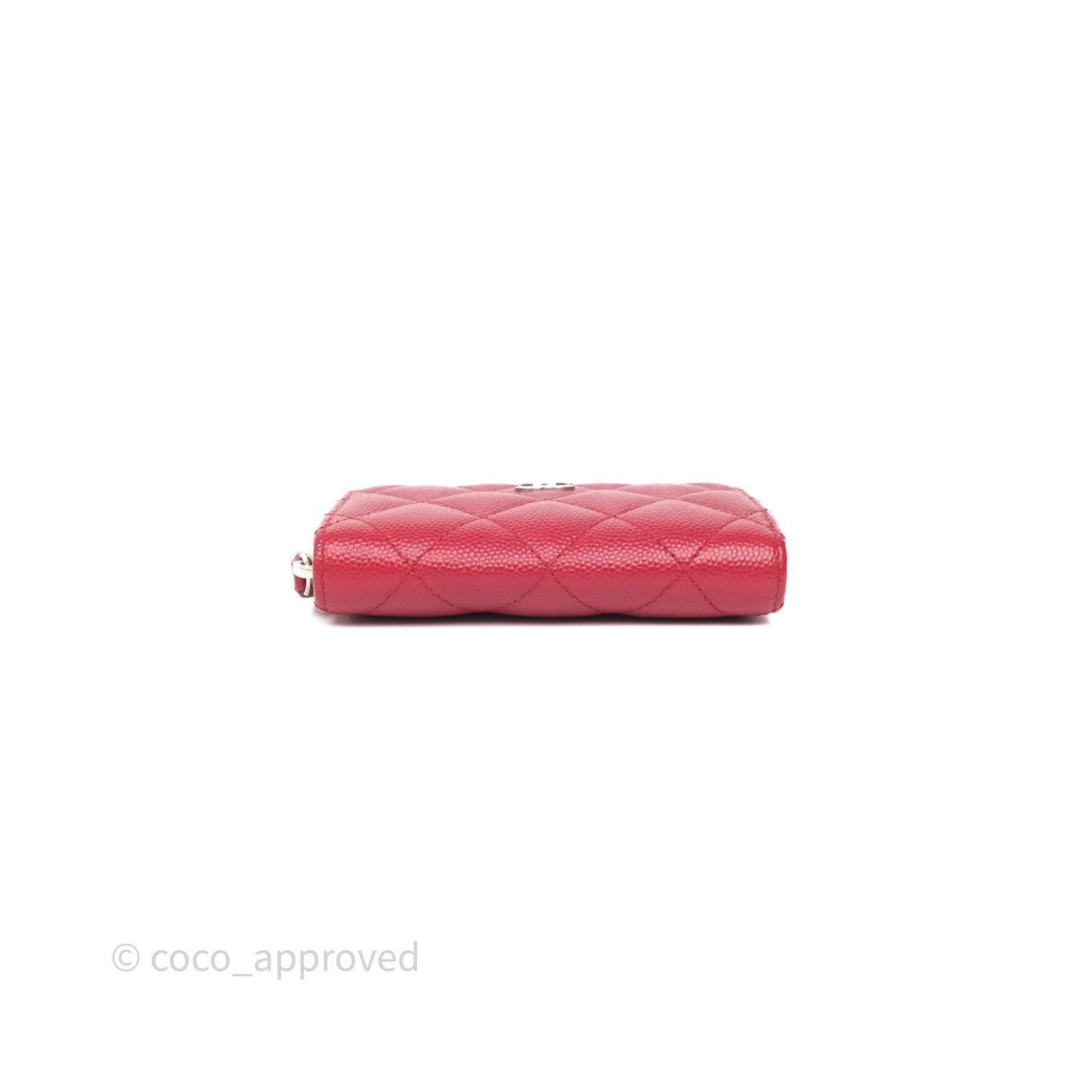 Chanel Classic Zipped Coin Purse Red Caviar Silver Hardware