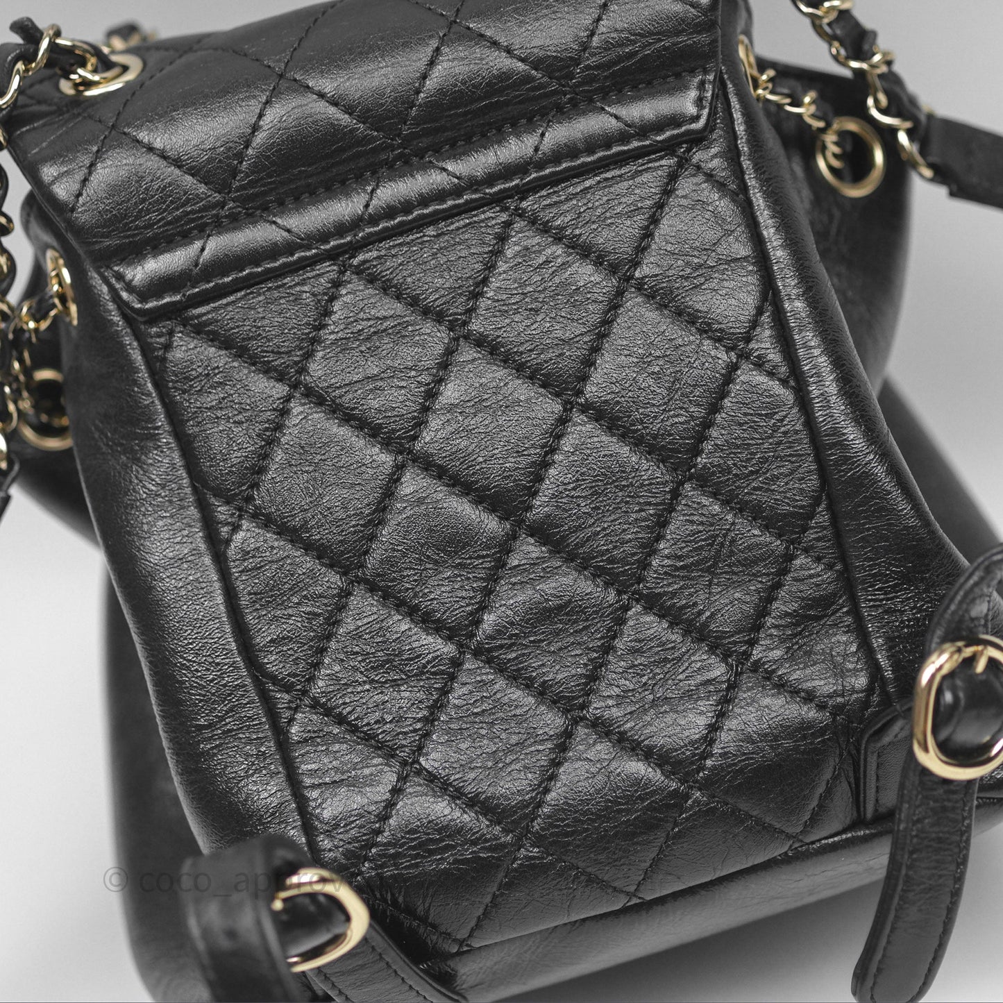Chanel Quilted Small Duma Drawstring Backpack Black Calfskin Gold Hardware