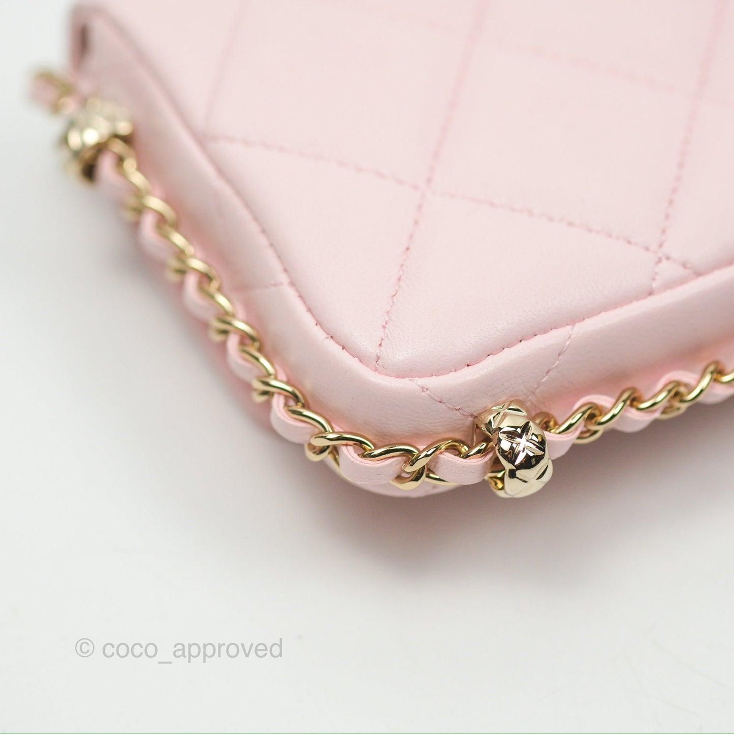 Chanel Mini Chain Around Clutch With Chain Pink Lambskin Gold Hardware 22S