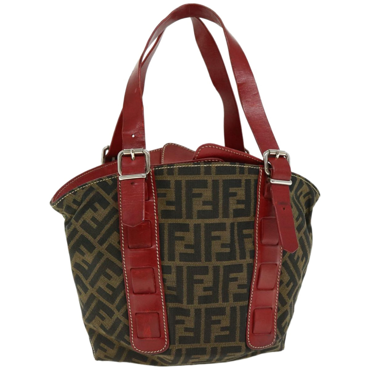 Luxury FendiZucca Canvas Hand Bag Brown Red66308