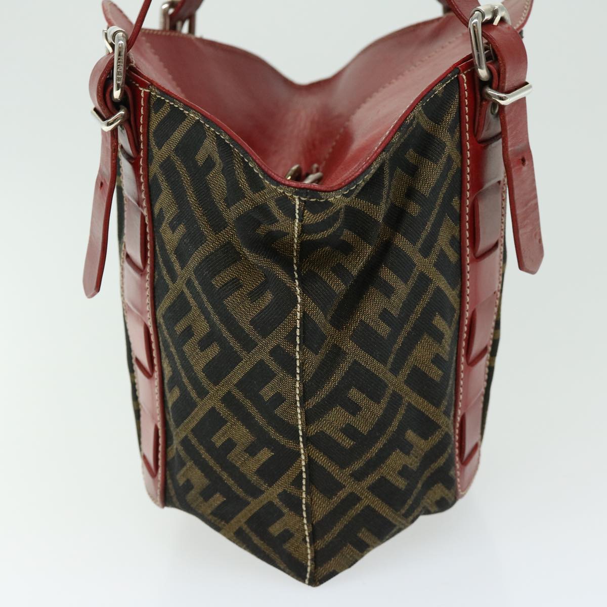 Luxury FendiZucca Canvas Hand Bag Brown Red66308