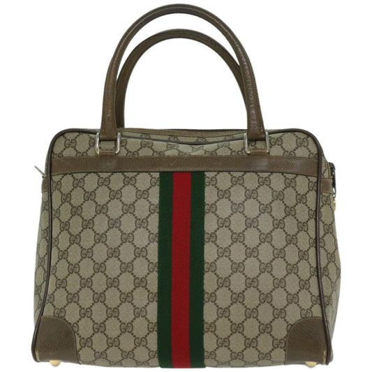 GUCCI GG Canvas Hand Bag PVC Beige Green Red  66323