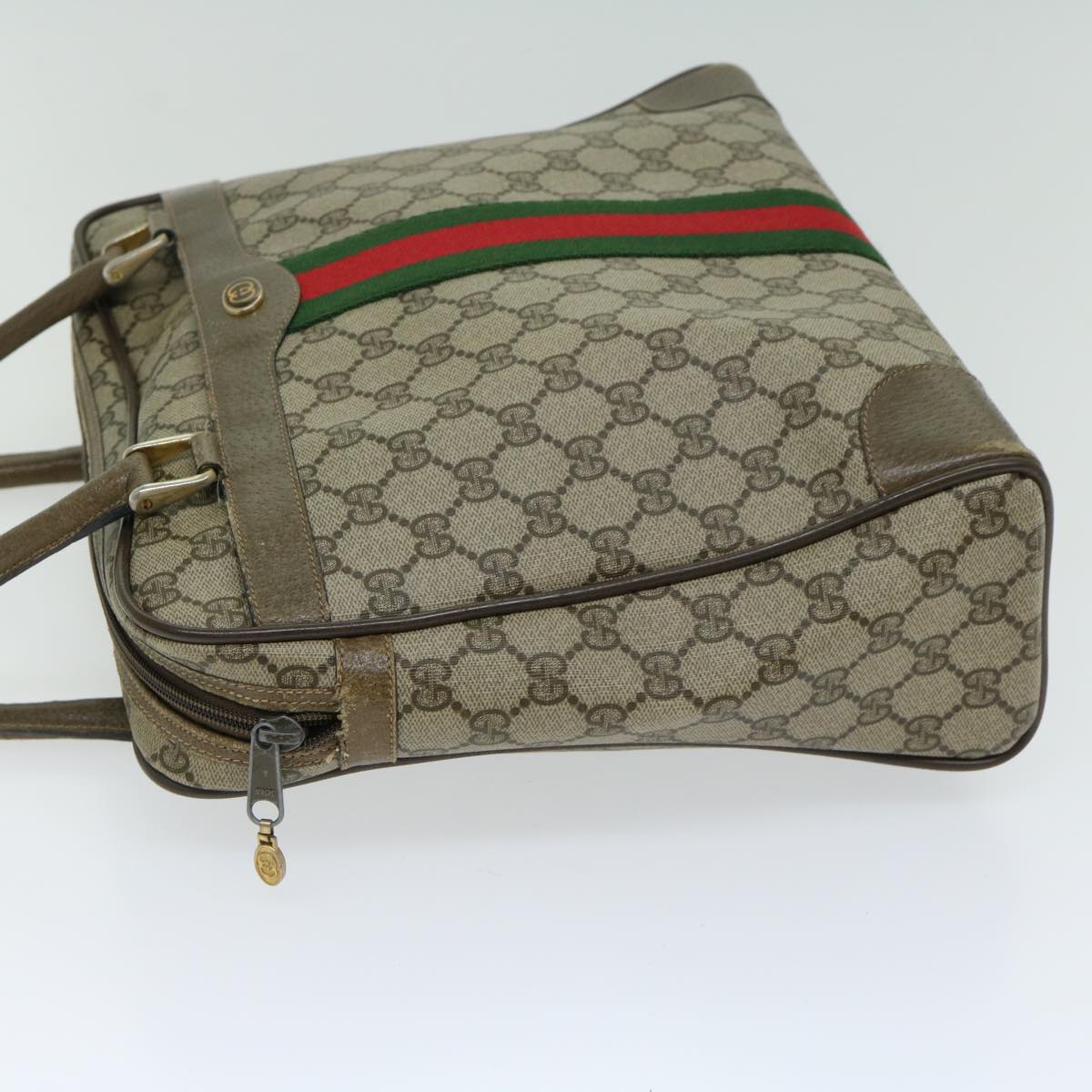 GUCCI GG Canvas Hand Bag PVC Beige Green Red  66323