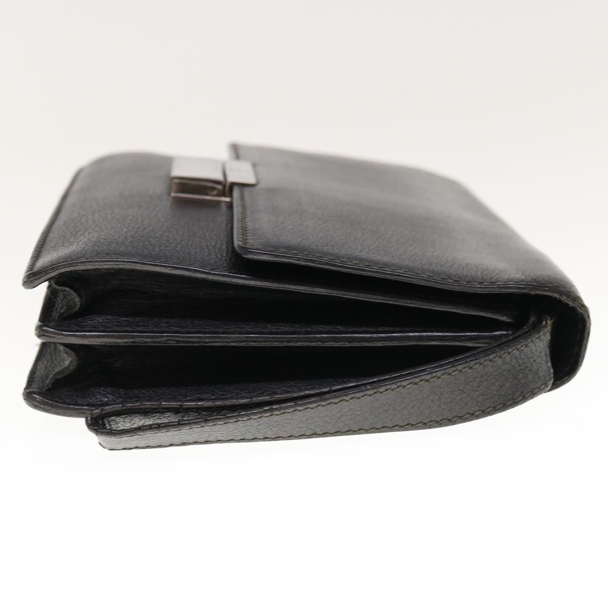 GUCCI Clutch Bag Leather Black  66343