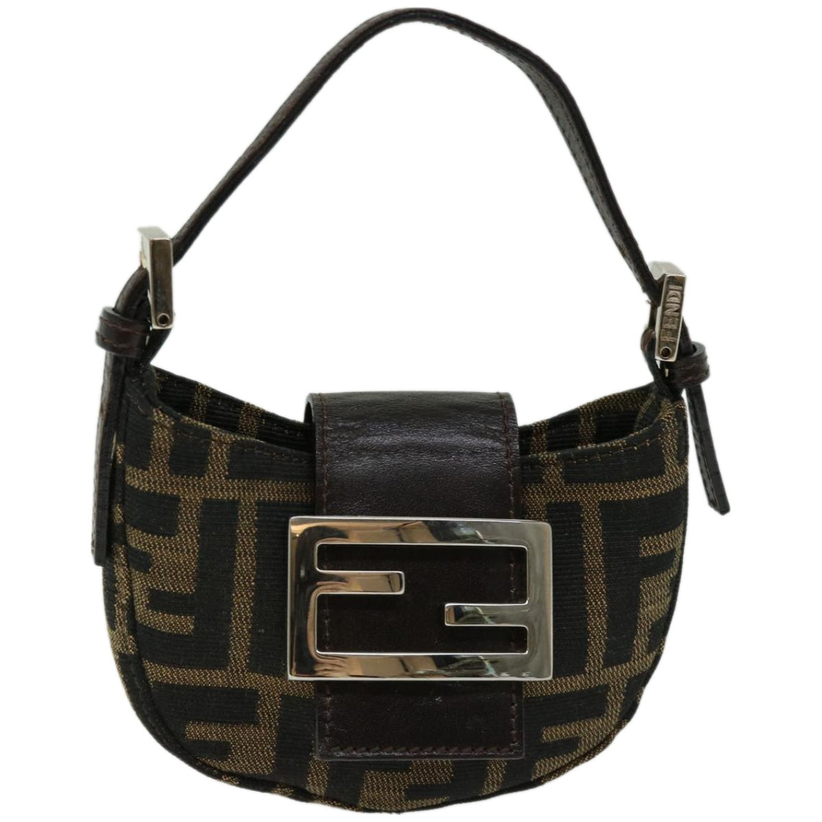 Luxury FendiZucca Canvas Mini Mamma Baguette Hand Bag Brown66352A