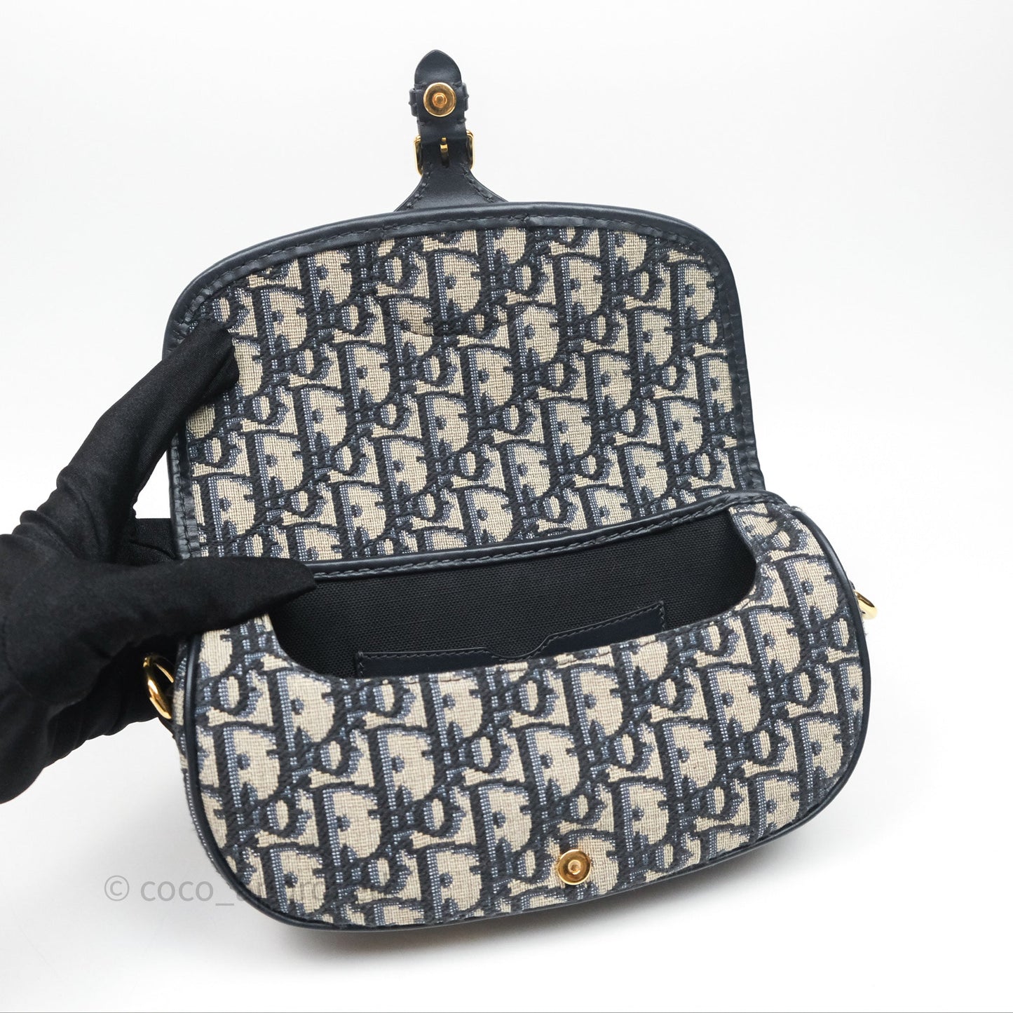 Christian Dior Bobby East-West Bag Blue Oblique Jacquard Canvas