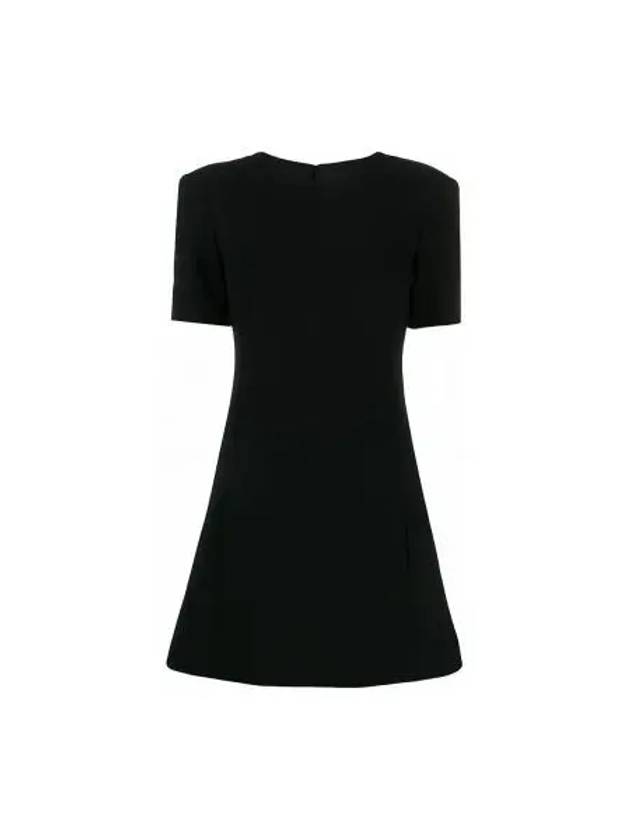 Luxury Saint Laurent Double Sable Short Sleeve Short Dress Black