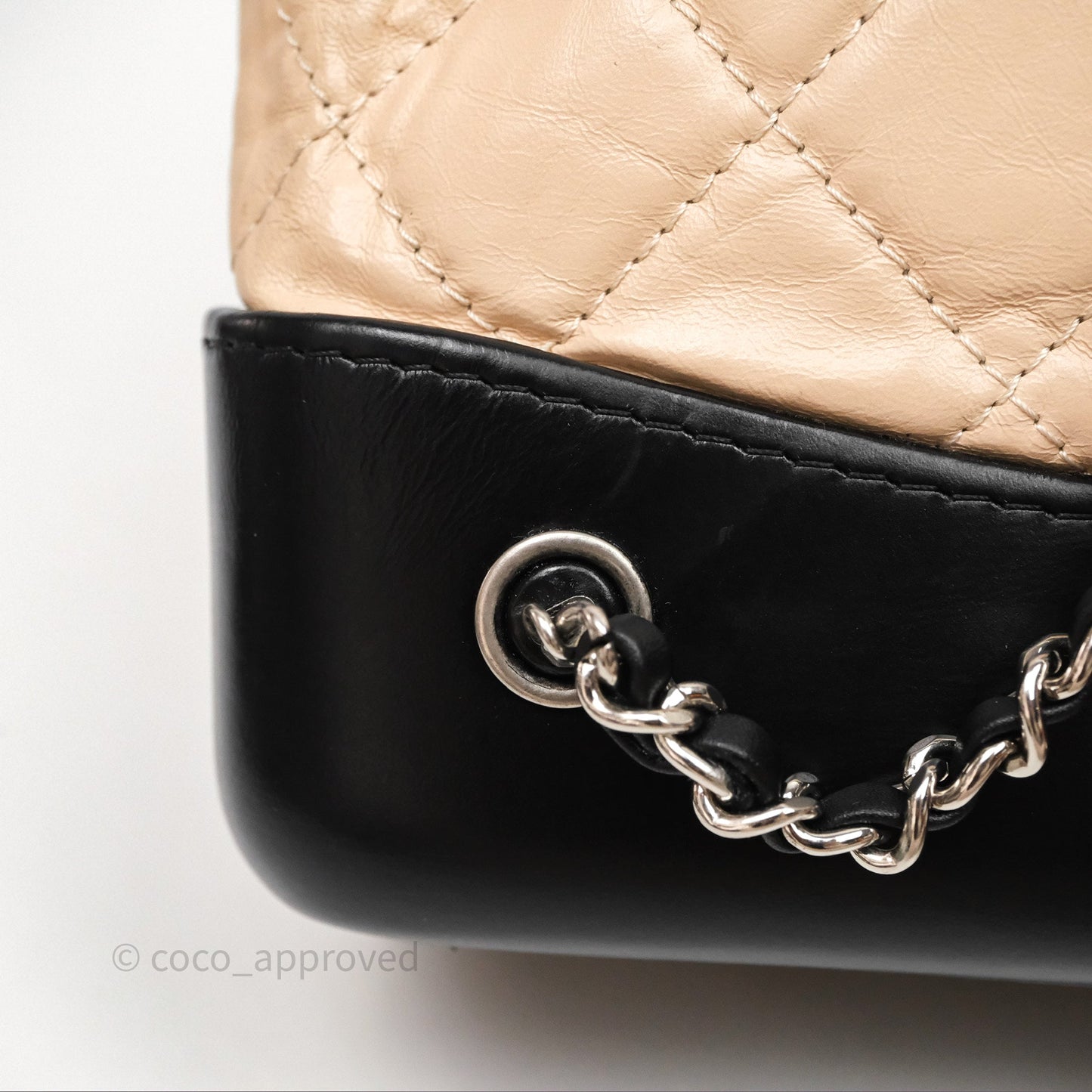 Chanel Quilted Small Gabrielle Backpack Black/Beige Aged Calfskin