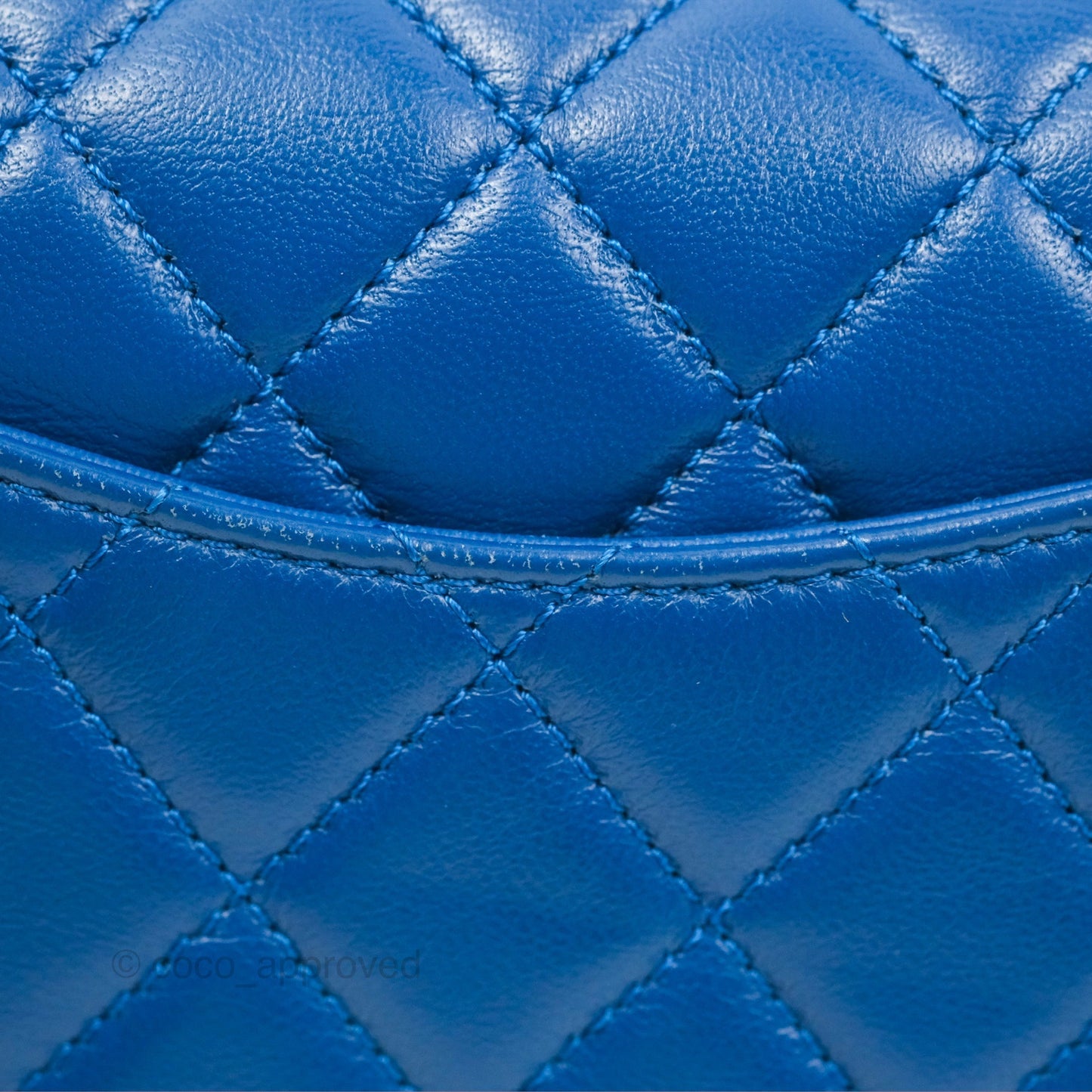 Chanel Pearl Crush Mini Rectangular Blue Lambskin Aged Gold Hardware