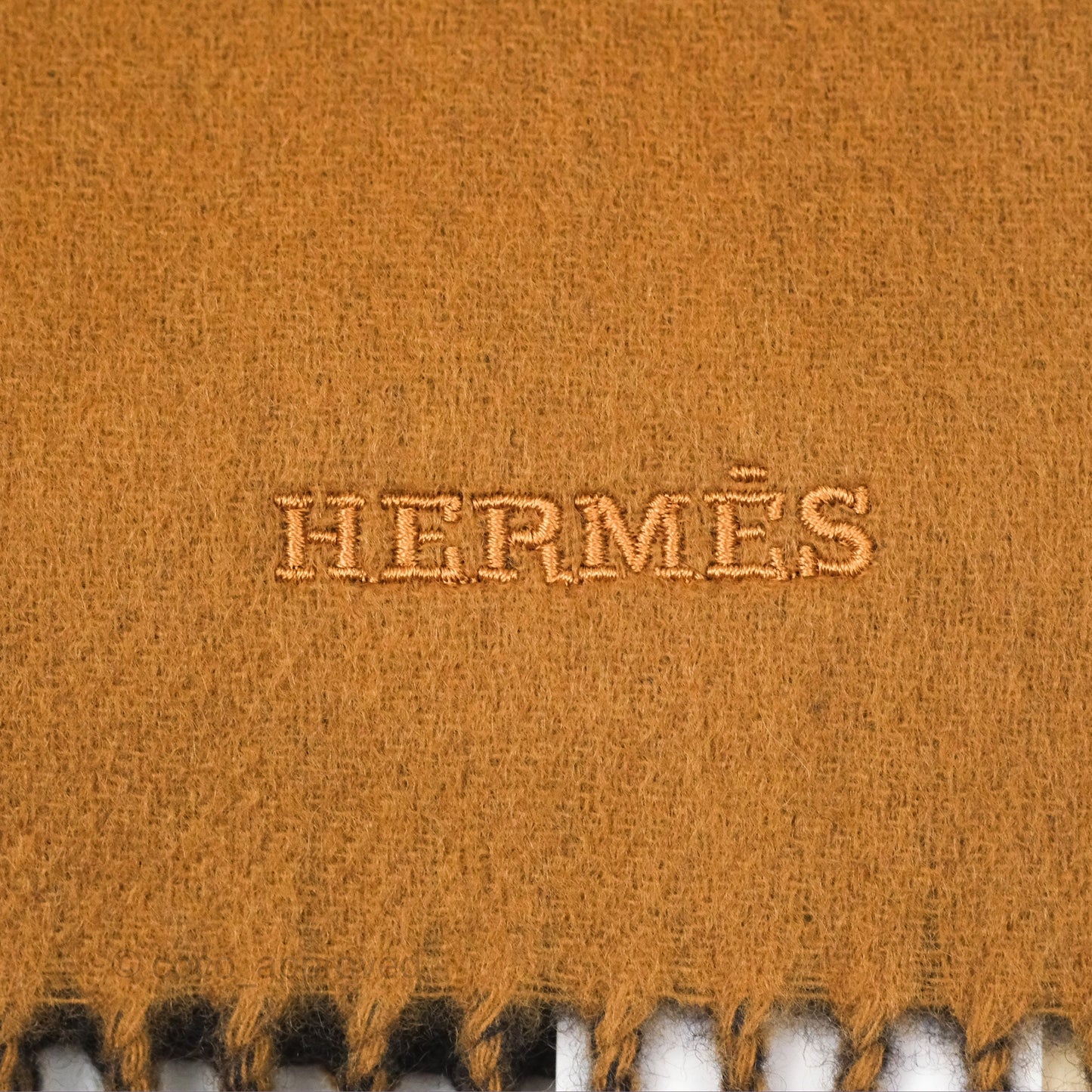 Hermès Cashmere Recto Verso Muffler Scarf Camel/ Marine