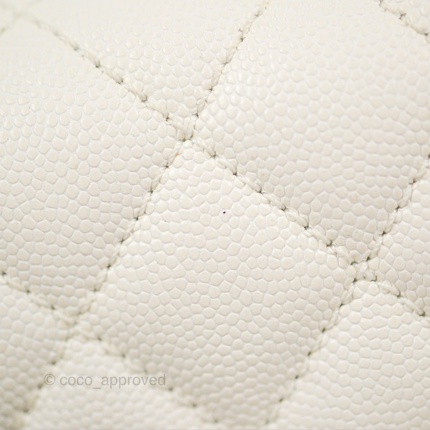 Chanel Mini Coco Handle Quilted Ivory White Caviar Gold Hardware