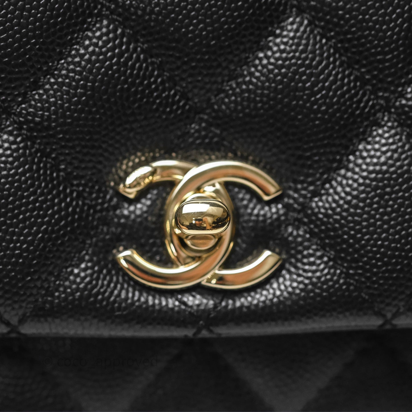 Chanel Mini Coco Handle Quilted Black Caviar Gold Hardware