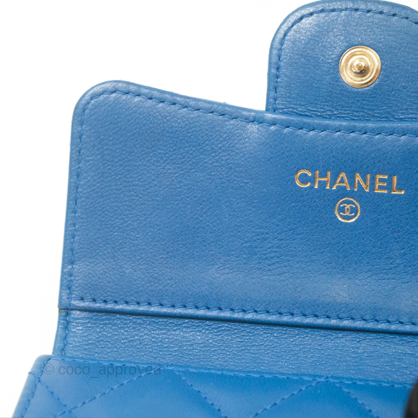 Chanel Classic Short Flap Wallet Blue Lambskin Gold Hardware