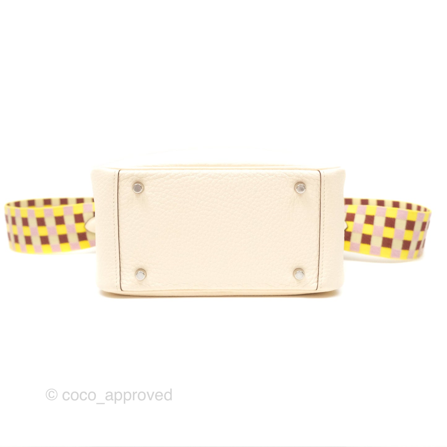 Hermes Mini Lindy Nata I2 Clemence Maxi Quadrille Lime/Mauve sylvestre Toile Palladium Hardware