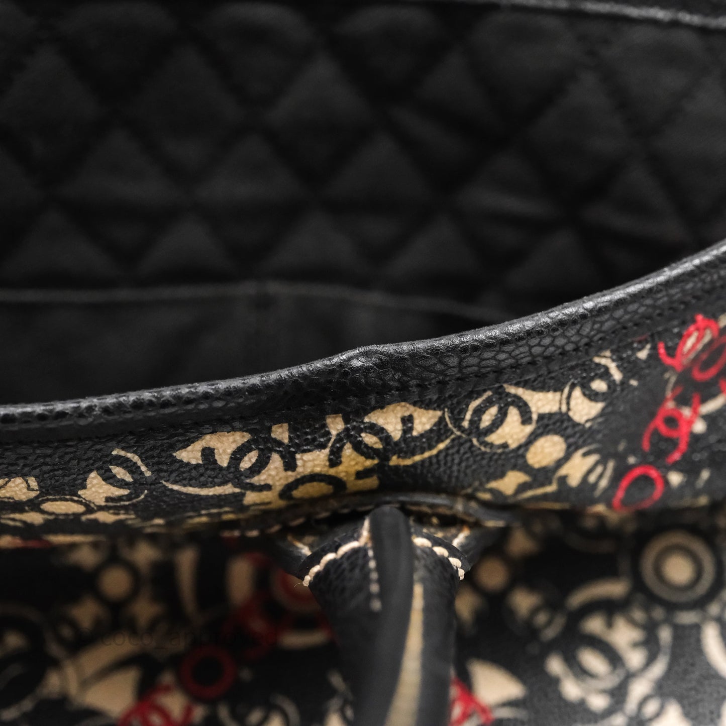 Chanel CC Print Logo Tote Bag Black