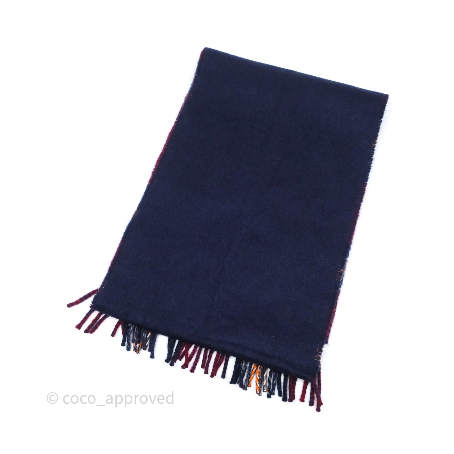 Hermès Reversible Cashmere Scarf Navy / Red Checked Pattern
